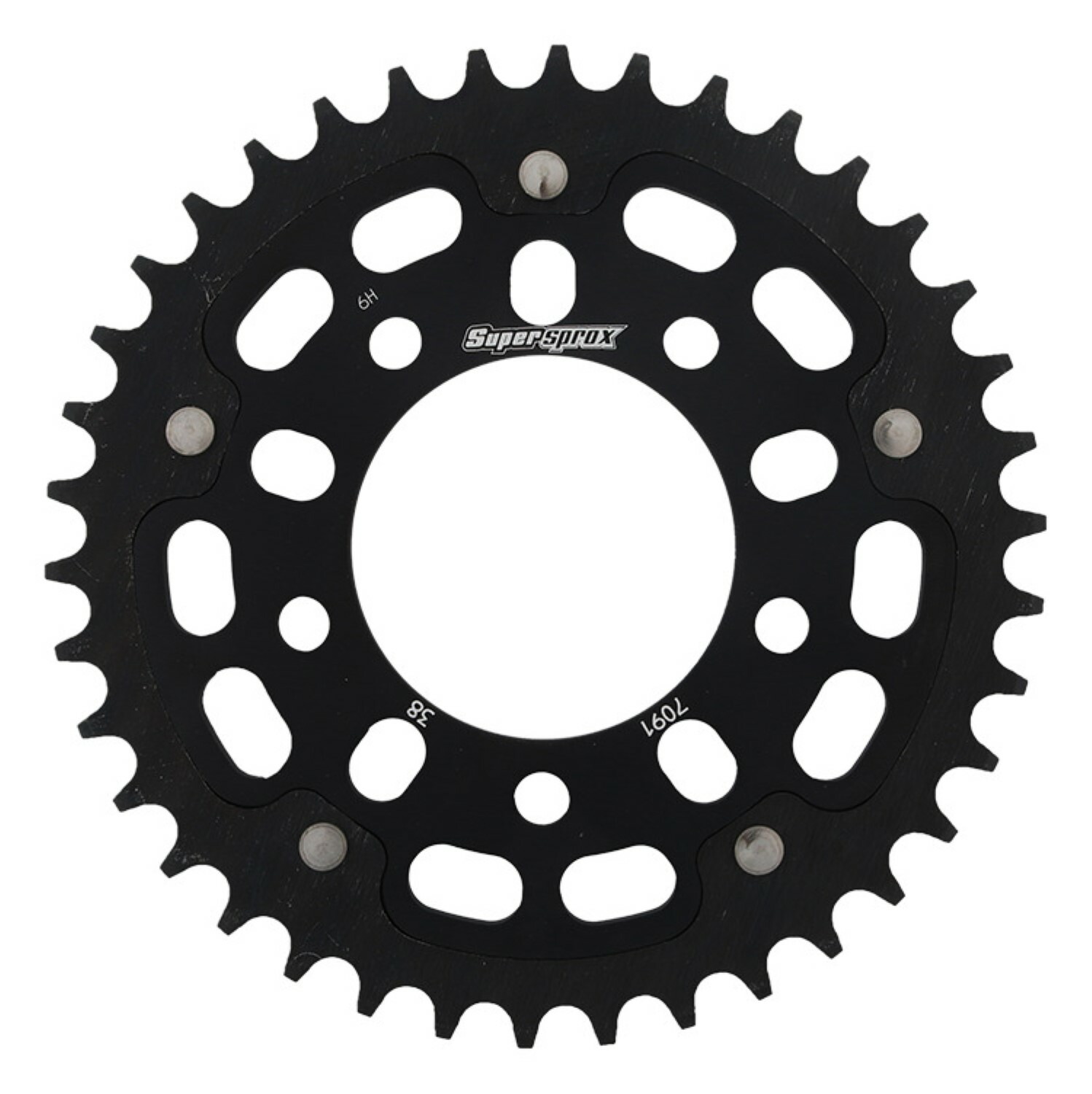 スーパースプロックス(Supersprox) ドリブン スプロケット リア ステルス (STEALTH) アルミ&スチール 38T ブラック RST-7091:38-BLK 社外ホイール対応：MARCHESINI (TYPE-A)、OZ、BST、ROTOBOX、ENKEI
