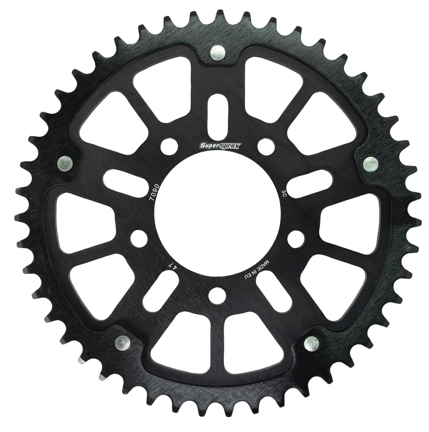 スーパースプロックス(Supersprox) ドリブン スプロケット リア ステルス (STEALTH) アルミ&スチール 47T ブラック RST-7090:47-BLK 社外ホイール対応：MARCHESINI (TYPE-A)、OZ、BST、ROTOBOX、ENKEI