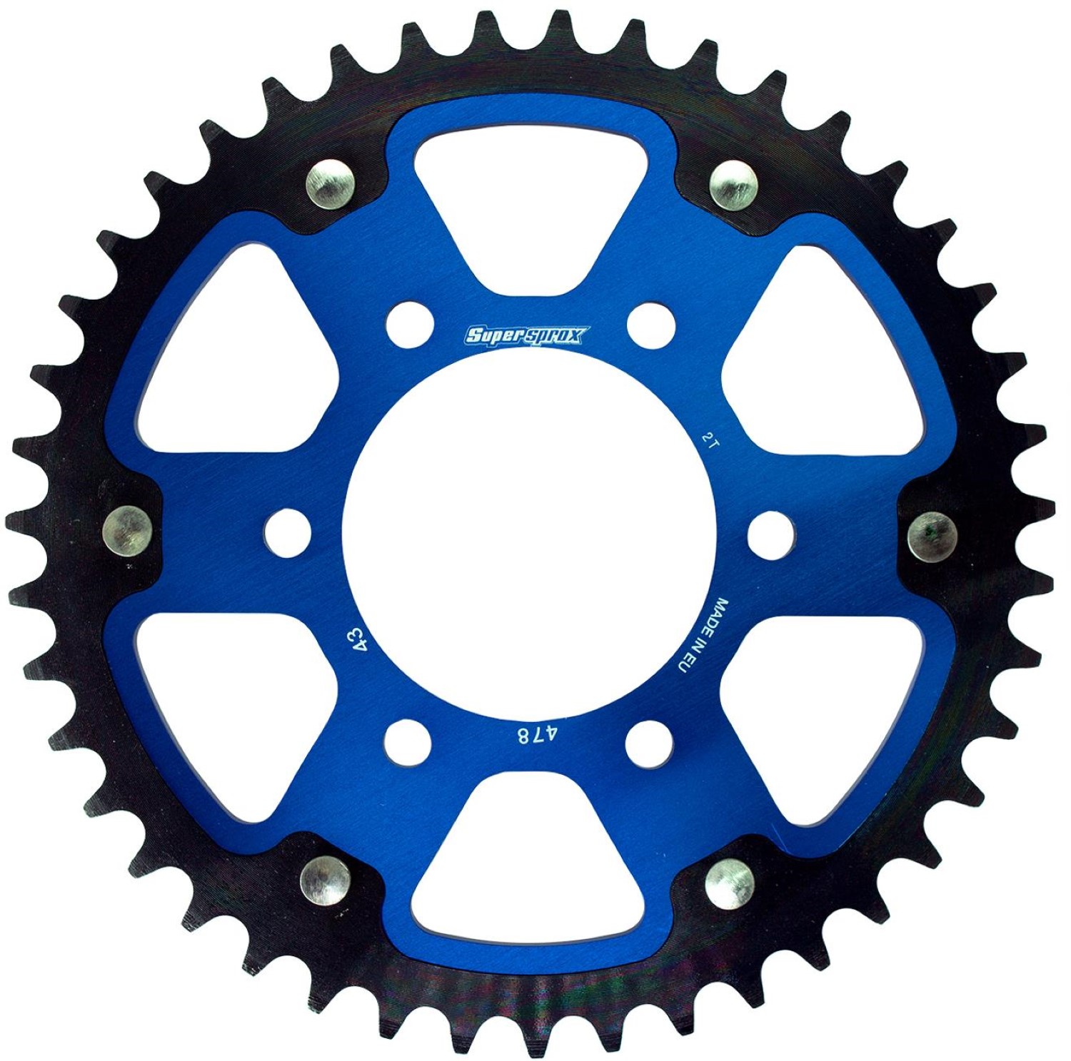 スーパースプロックス(Supersprox) バイク用 ドリブン スプロケット リア ステルス(STEALTH) アルミ&スチール 43T ブルー RST-478:43-BLU Z750/S 04-10 ZX-6R/RR 03-04 05-06 ZX-6R 07-19