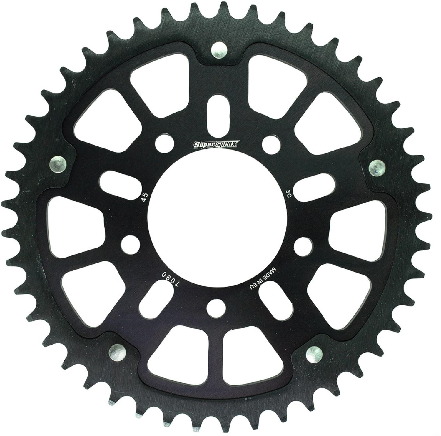 スーパースプロックス(Supersprox) ドリブン スプロケット リア ステルス (STEALTH) アルミ&スチール 45T ブラック RST-7090:45-BLK 社外ホイール対応：MARCHESINI (TYPE-A)、OZ、BST、ROTOBOX、ENKEI
