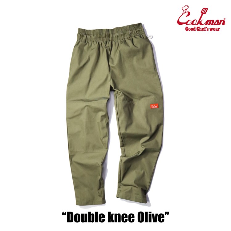 COOKMAN/クックマン　Chef Pants シェフパンツ「Double knee Ripstop Olive」（ユニセックス）オリーブ グリーン　リップストップ｜MOTOBLUEZ（モトブルーズ）