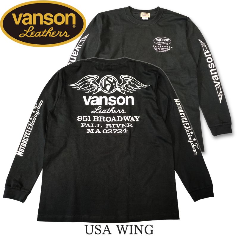 vanson ベンソンのロングスリーブ vanson 黒 ロングスリーブTシャツ ロンT - メルカリ