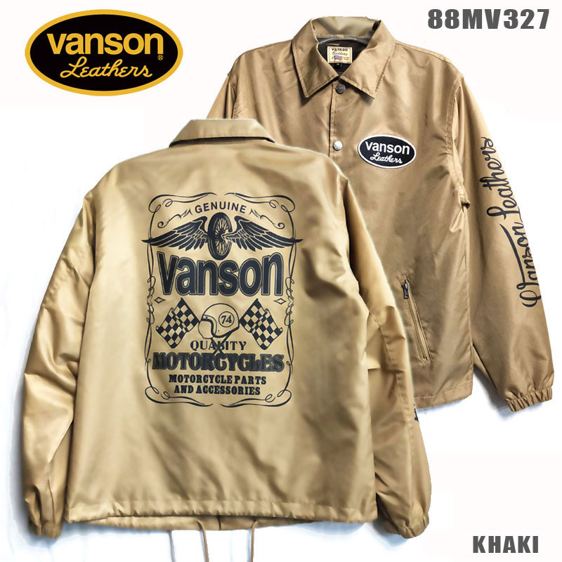 VANSON　バンソン モトブルーズ別注　COACH JACKET コーチジャケット 　カーキ｜5サイズ｜（88MV327）【MBV】