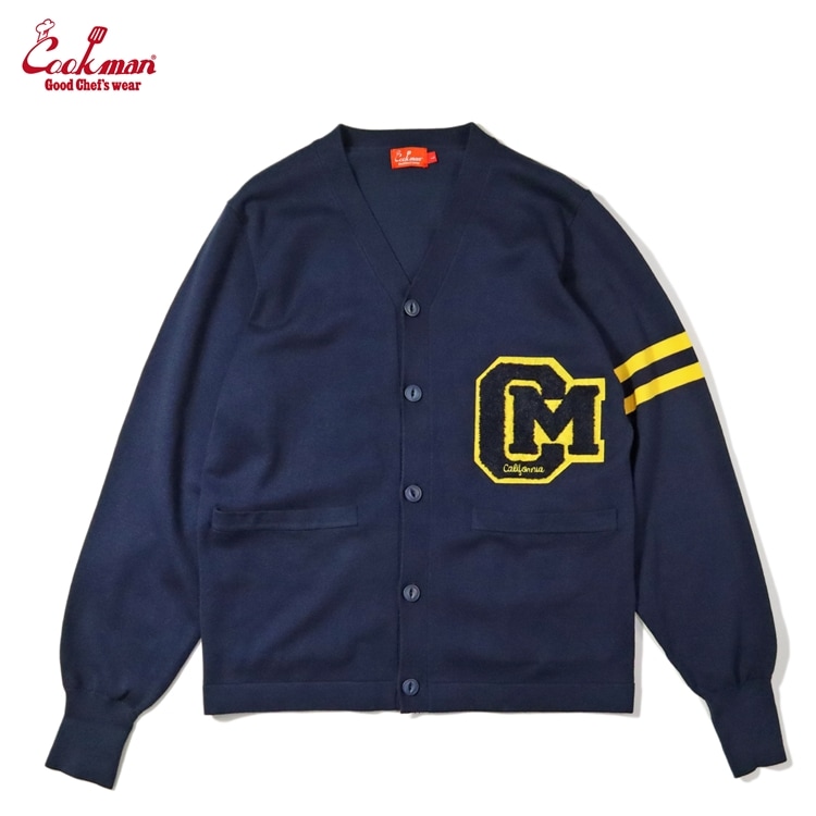 COOKMAN/クックマン　Knitted Cardigan Letterman Navy　レターマンカーディガン　カーディガン　ネイビー　（ユニセックス）