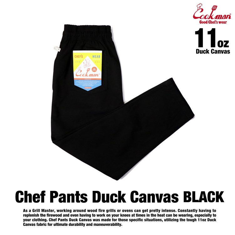 COOKMAN/クックマン　シェフパンツ　11oz ダック　キャンバス　Chef Pants Duck Canvas Black（ユニセックス）ブラック　無地　シンプル