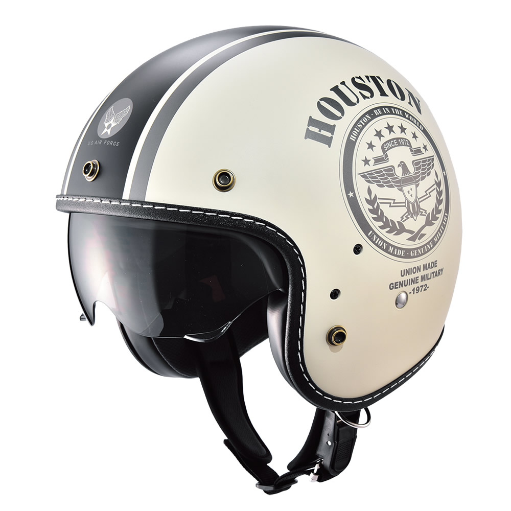 HOUSTON　ヒューストン インナーバイザーヘルメット（HTVH-2021）アイボリー／ガンメタ／ブラック フリーサイズ　SG規格適合品　内装脱着可能