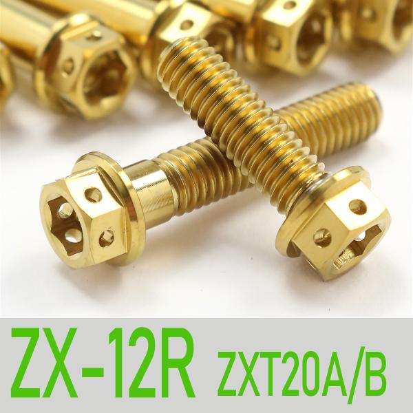 ▽ZX-12R ZXT20A/B チタンボルトセット オールエンジンカバー レーススペックタイプ ゴールド/24本set (KA6001FSGO)｜モトボックス 店