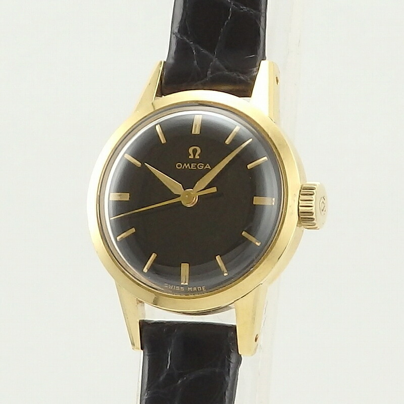 ゼロ  OMEGA 2843 K18YG キロカロリー.252 黒いこと 手一巻き レディース ウオッチ【中古】