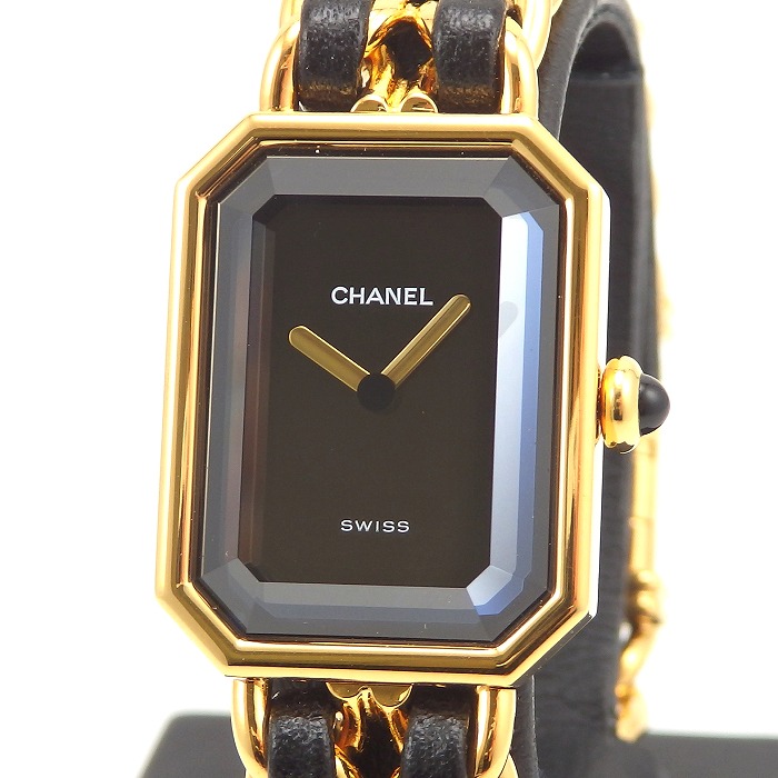シャネル　CHANEL　プルミエール　H0001　Mサイズ　レディース　GF　ブラック　クオーツ　腕時計【中古】