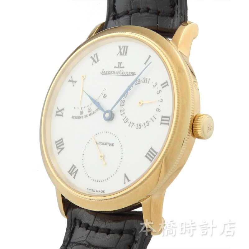 ジャガールクルト　JAEGER LECOULTRE　ジェントローム　パワーリザーブ　ディスクカレンダー　155.1.93　自動巻き　ホワイト　K18YG　腕時計　メンズ【中古】