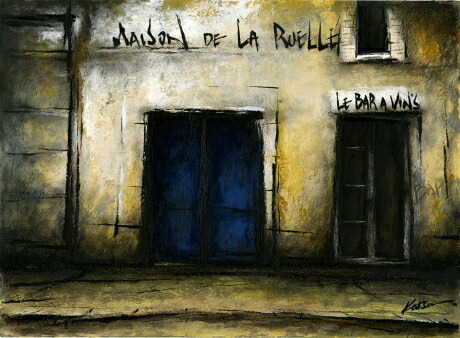 【作家名】中野克彦 【作品名】路地裏のバー　パリ　風景画　絵画　フランス　油絵　油彩画　額付き　インテリア　全国送料無料