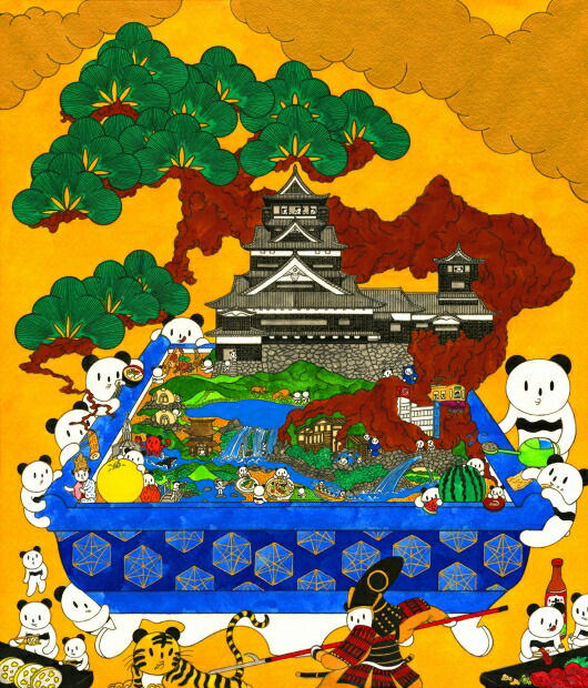 楽天市場】現代アート 絵画 ポップアート パンダ 絵 あごぱん 「七福神