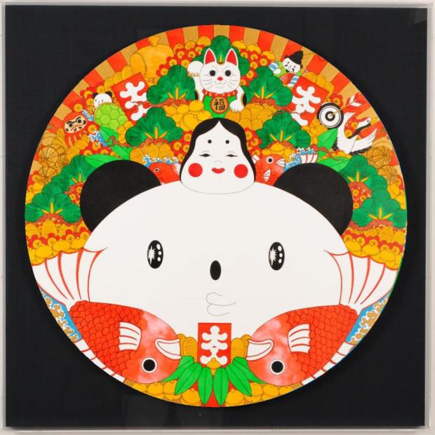 楽天市場】あごぱん パンダ風神雷神図 現代アート 絵画 ポップアート