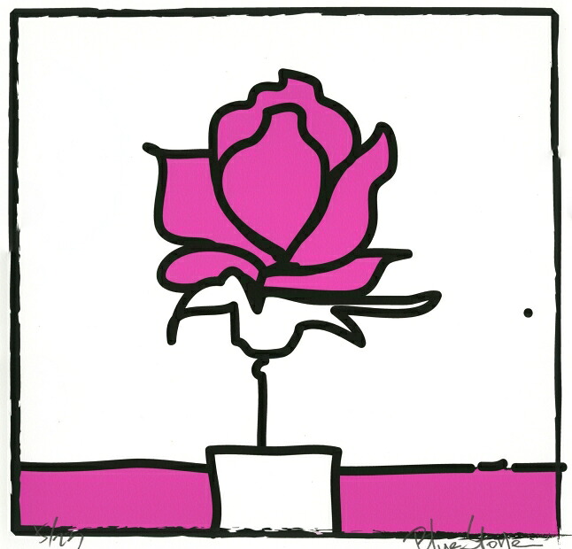 ブルー・ストーン ジークレー 絵 絵画 版画 POP薔薇2・スクエアL・ピンク ポップアート 花 額付き インテリア プレゼント 新築祝い 開店祝い　国内送料無料｜アートギャラリーモトカワ