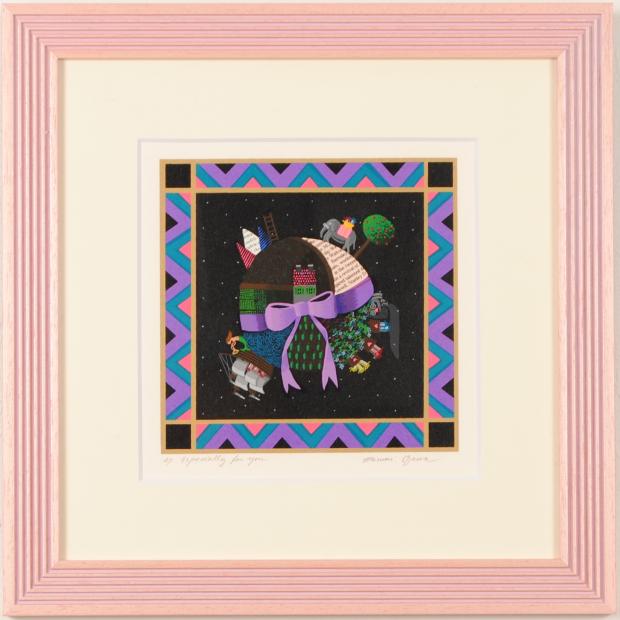 マナブ間部　「恵」　シルクスクリーン　10/200　現代アート 抽象画の絵画をシルクスクリーンの版画で制作したマナブ間部の