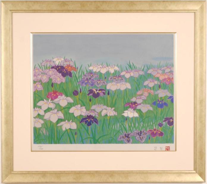 福井江太郎 永 静物画 花 菖蒲 華 木版画 日本画 額装 版画 絵画 真作保証 Yahoo!オークション - 福井江太郎 永 静物画 花 華 植物 菖蒲