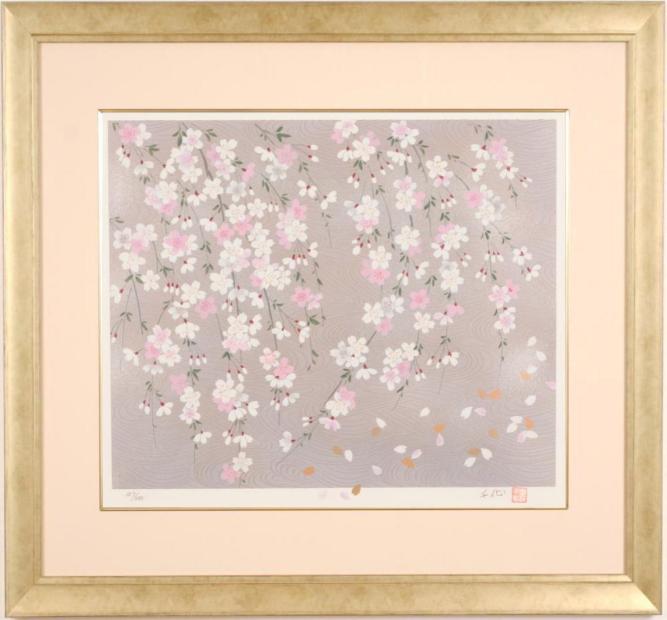 中島千波 淡墨桜 シルクスクリーン 日本画 桜 共シール デジタルプリンティング 最新情報 中島千波 デジタル 共シール 桜 日本画 シルク