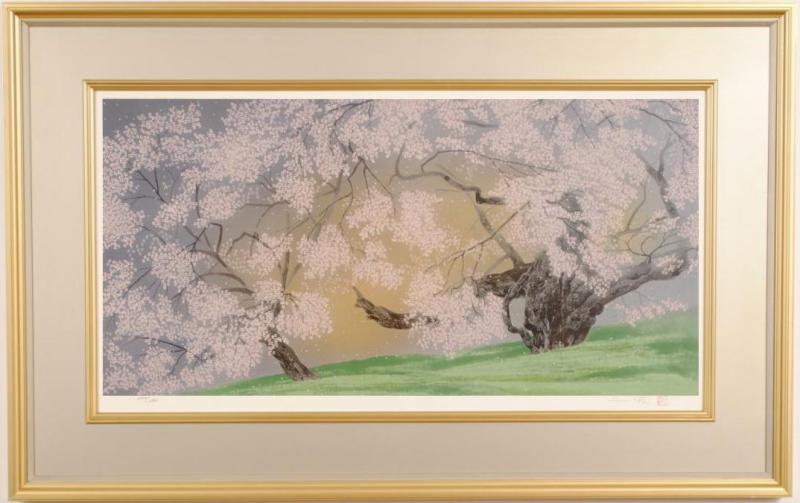 中島千波 淡墨桜 シルクスクリーン 日本画 桜 共シール デジタル