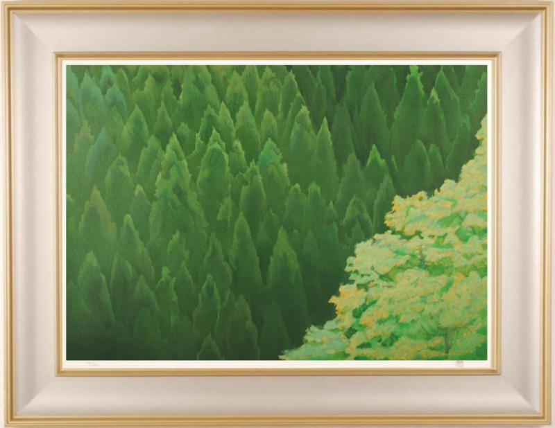 絵画・額縁・版画・山家 久幸・新品未使用・白鳥城の紅葉・美術品・インテリア・雑貨 山家久幸 『白鳥城の紅葉』 シルクスクリーン - 北海道画廊