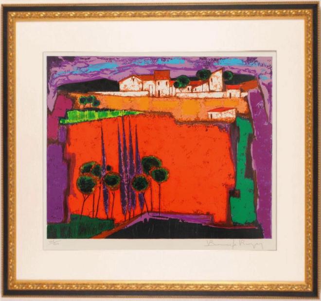 ロジェ・ボナフェ 糸杉のある風景 インテリア 絵画 風景画 南フランス リトグラフ 版画 プレゼント コレクション 新築祝い 開店祝い 新品額付き 国内送料無料 ■ 110,000円
