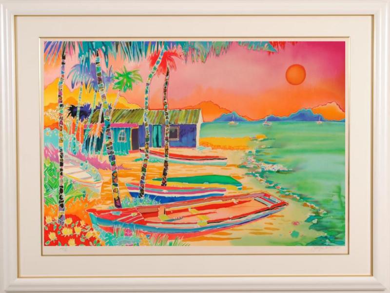 ジェニファー・マークス 黄昏の海辺 海 絵画 風景画 カリブ海 インテリア シルクスクリーン 版画 プレゼント コレクション 新築祝い 開店祝い 新品額付き 国内送料無料 ■｜アートギャラリーモトカワ