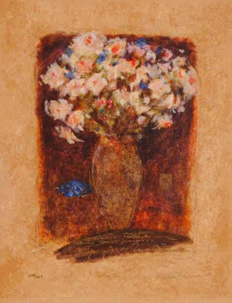 花 絵画 静物画 シルクスクリーン 版画 ロイ・フェアチャイルド 「FOR YOU」 額付き 国内送料無料