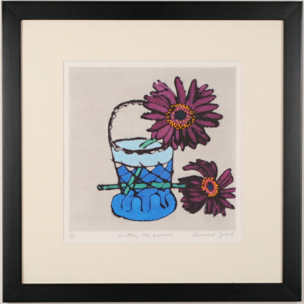 週末限定タイムセール 花 絵画 ガーベラ 銅版画 ドライポイント エッチング リチャード スペア カッティング ザ 額付き 国内送料無料 Gefert Com Br