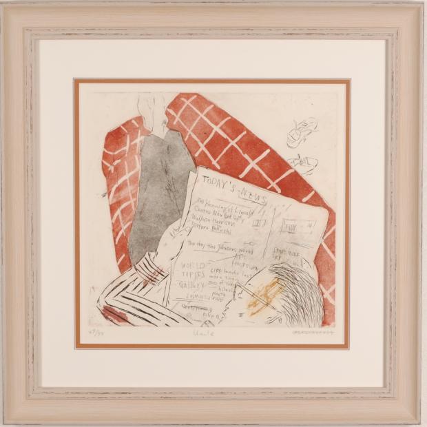 SALE／104%OFF】 山岡康子 絵画 銅版画 エッチング Uncle 額付き 国内