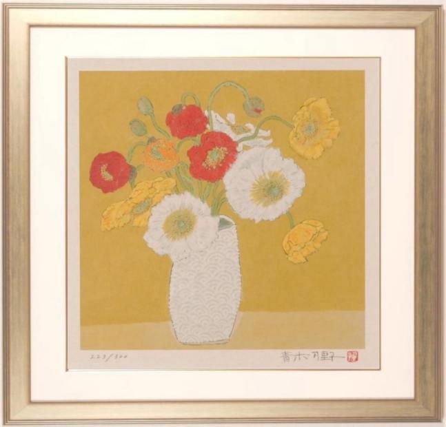 ○青木乃里子『薔薇』ジクレー 版画 ファッションなデザイン 19110円