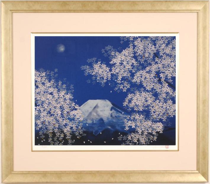 中島千波 淡墨桜 シルクスクリーン 日本画 桜 共シール デジタルプリンティング 中島千波 淡墨桜 シルクスクリーン 日本画 桜 共シール デジタル