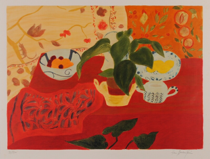 石版画　リトグラフ　フランス名画家ボンコンパン 楽天市場】【作家名】ピエール・ボンコンパン【作品名】夜の花