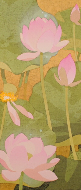本荘正彦 蓮華瑞相 花 絵画 蓮 インテリア 和風 絵 木版画 プレゼント コレクション 新築祝い 開店祝い 新品額付き 国内送料無料