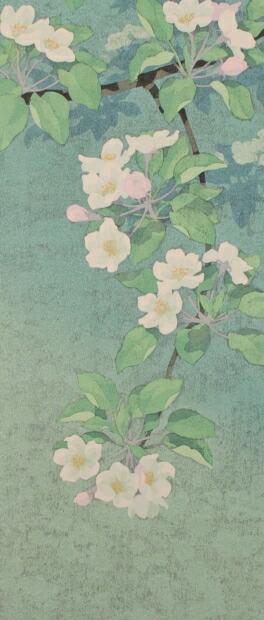 最大99％オフ！ 花 絵画 リンゴ 木版画 和風 本荘正彦 吉咲花暦 額付き 国内送料無料