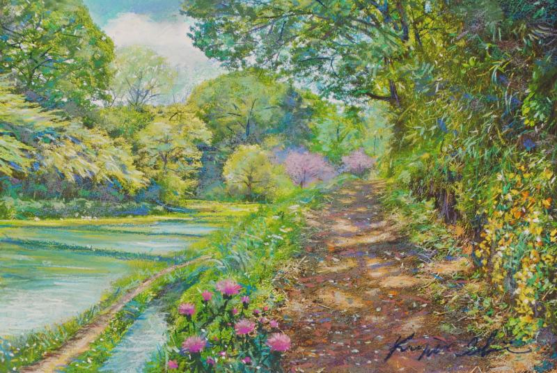 絵画風景画 ポルトガル 風景画 絵画 油絵 油彩画 竹内春光 「オポルトの港町」 額