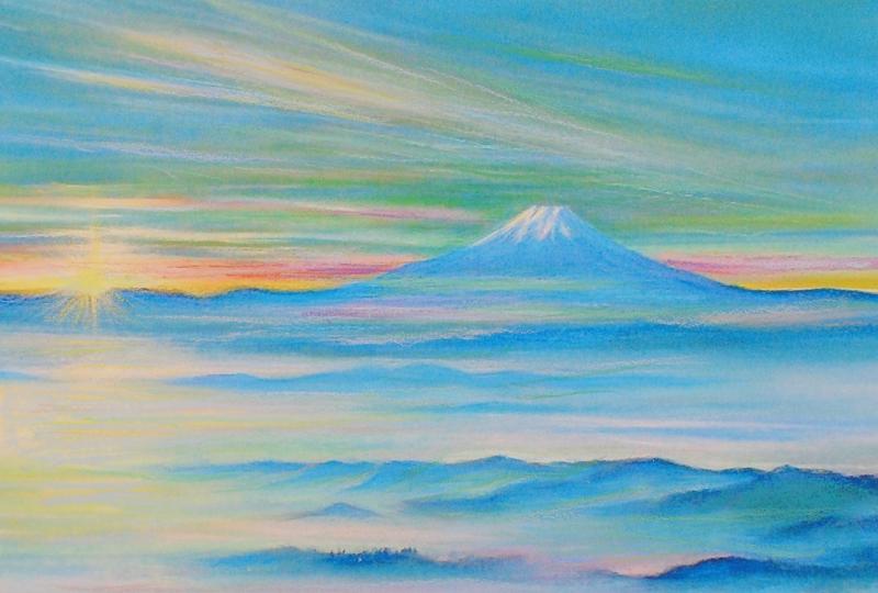 富士山 絵画 風景画 石井清 ジークレー インテリア 「新春の朝・G(大