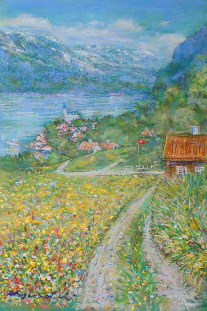 楽天市場】【作家名】石井清 【作品名】ルピナスの咲く田園 北欧 風景