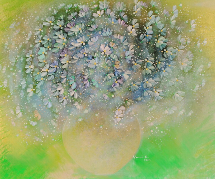 楽天市場】コスモス 絵画 花 油絵 田中清 「水辺のコスモス」 額