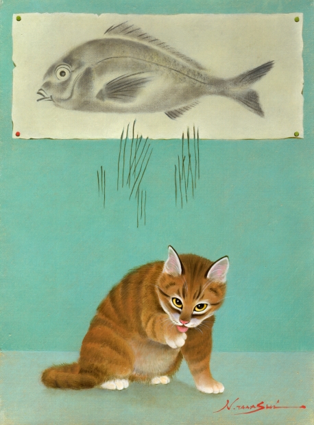 メール便なら送料無料】 猫 絵画 キジ猫 油絵 油彩画 高橋伸子 魚座