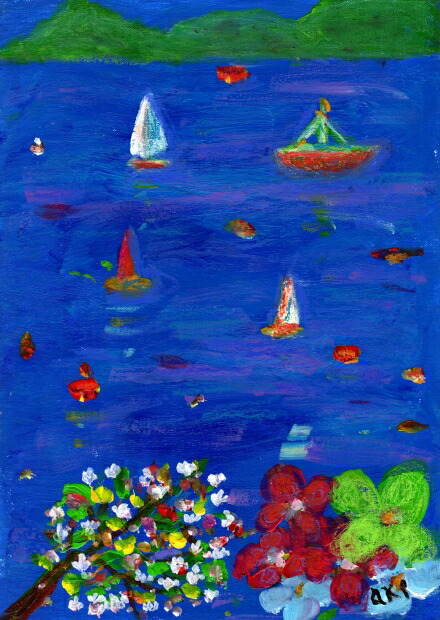 楽天市場】【作家名】青柳キミ子【作品名】サイネリア 花 絵画
