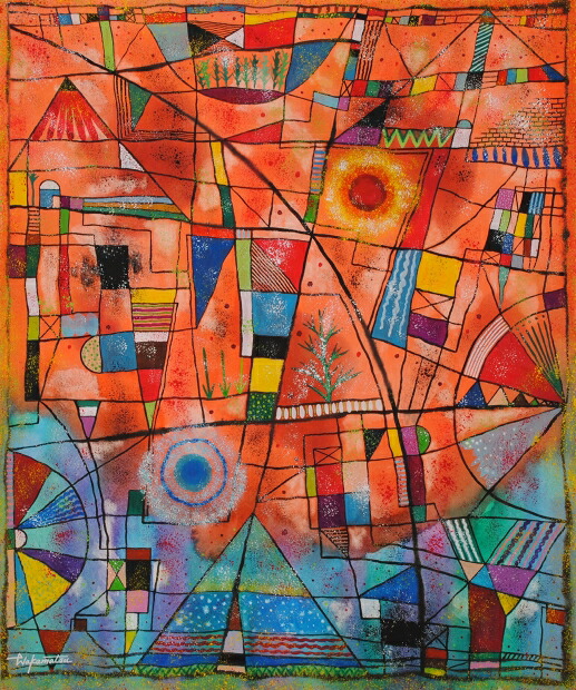 抽象画 絵画 現代アート 現代美術 水彩画 若松愛子 「コンストラクション No.26」 額付き 国内送料無料|アートギャラリーモトカワ