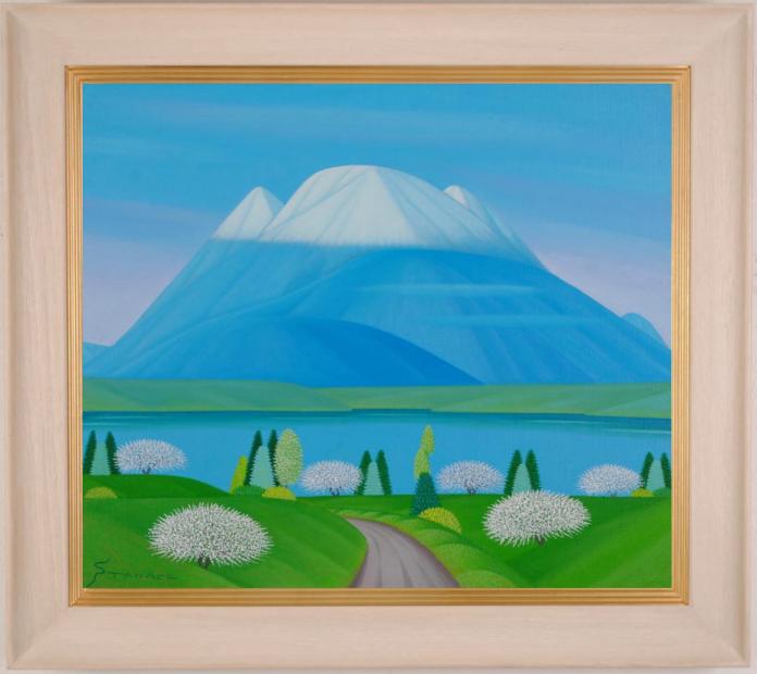 楽天市場】山 絵画 九重山 風景画 大分県 高瀬三郎 「春雪の九重山