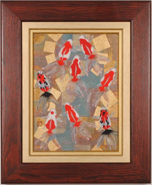 楽天市場】金魚 絵画 魚 絵 日本画 和風 阿部穣 「琉金図」 額