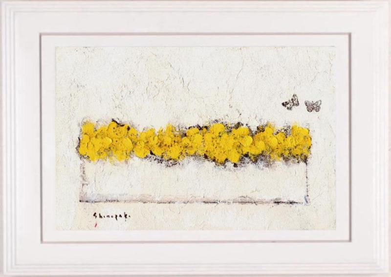 楽天市場】篠崎晴夫 黄色の花と蝶・2 花 絵画 静物画 蝶 絵 油絵 一点