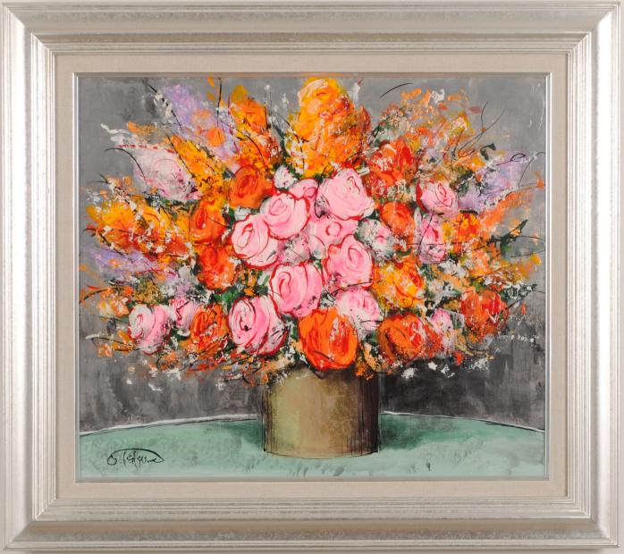 楽天市場】柿田治 赤と黄色の薔薇の花 花 絵画 薔薇 静物画 油絵 一点