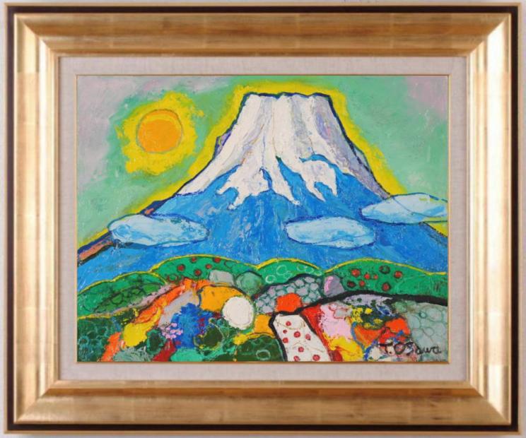 大沢武士 青富士・19 富士山 絵画 風景画 インテリア 油絵 一点物 プレゼント コレクション 新築祝い 開店祝い 新品額付き 国内送料無料 ■