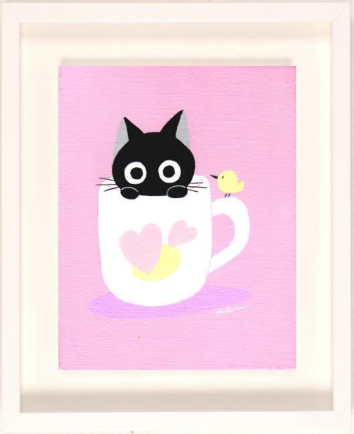 海外限定】 【香月和夫・アクリル画】猫の絵「one day #4」 - 美術品