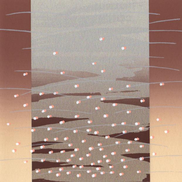 抽象画 絵画 現代アート インテリア シルクスクリーン 版画 南正雄 「秋の分子」 額付き　国内送料無料｜アートギャラリーモトカワ