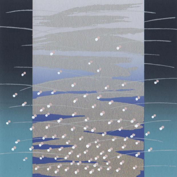 抽象画 絵画 現代アート インテリア シルクスクリーン 版画 南正雄 「冬の分子」 額付き　国内送料無料 8,880円