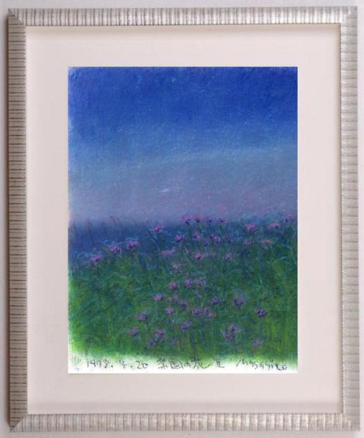 瀬崎正人 楽園の花・2 花 絵画 アザミ クレヨン画 風景画 長崎県平戸市生月島 インテリア プレゼント コレクション 新築祝い 開店祝い 新品額付き 国内送料無料|アートギャラリーモトカワ