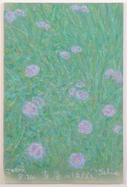 瀬崎正人 真昼のはなし クレヨン画 送料無料 花 絵画 インテリア 額付き